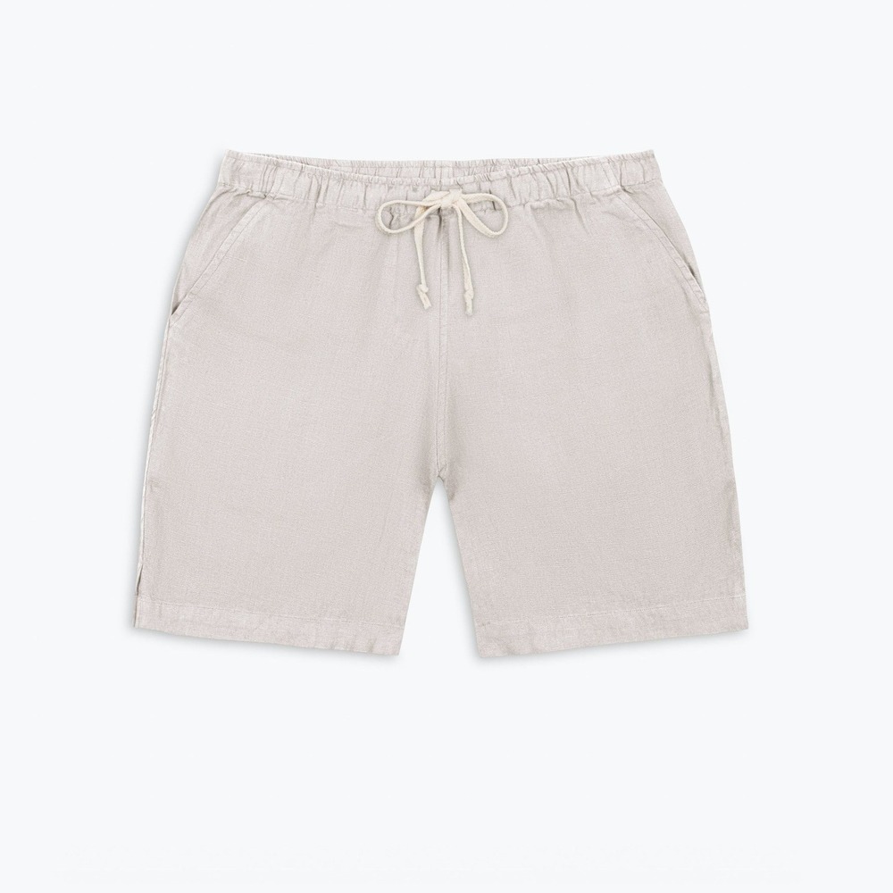 Alex Crane Bo Shorts Mens XXL Bone White 100% Linen Elastic Waist Drawstring 7in